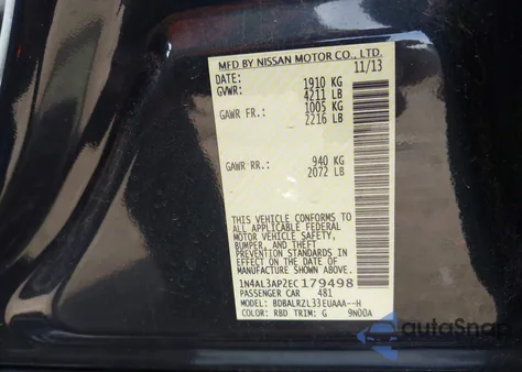 2014 Nissan Altima 2.5 S z USA, uszkodzony, nr VIN 1N4AL3AP2EC179498